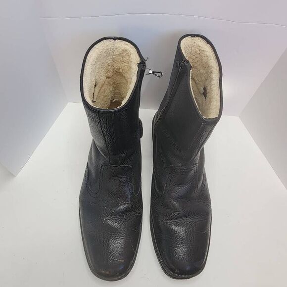 Henke Unisex Black Spini St. Moritz Shearling Fur Lined Snow Boots Size W 10/M 8 - Picture 6 of 9